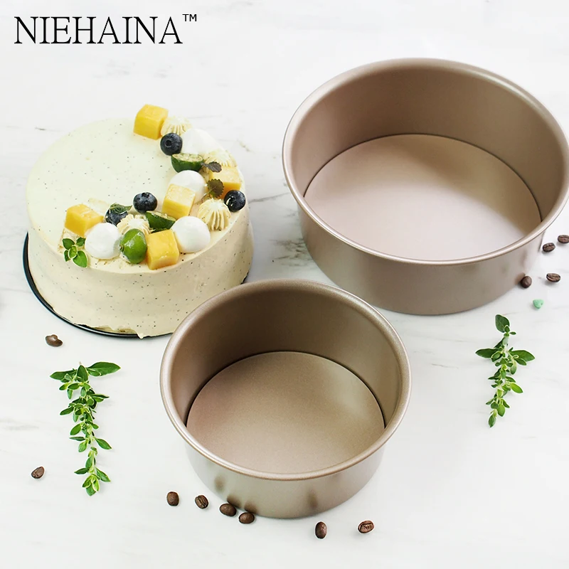 

Food Grade Champagne Gold Round Living Bottom Baking Mould Chiffon Cake Mould Nonstick Baking Tool