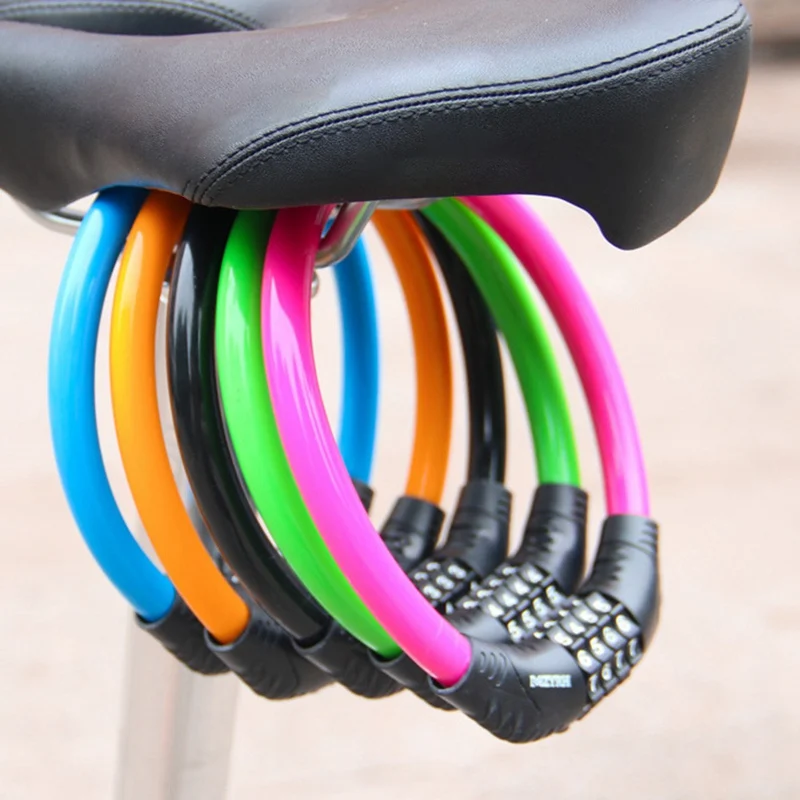 

Brand New Bicycle Bicycle 4-digit Portable Lock Motorcycle Lock Combination Anti-theft Safety Cable 5 Colors