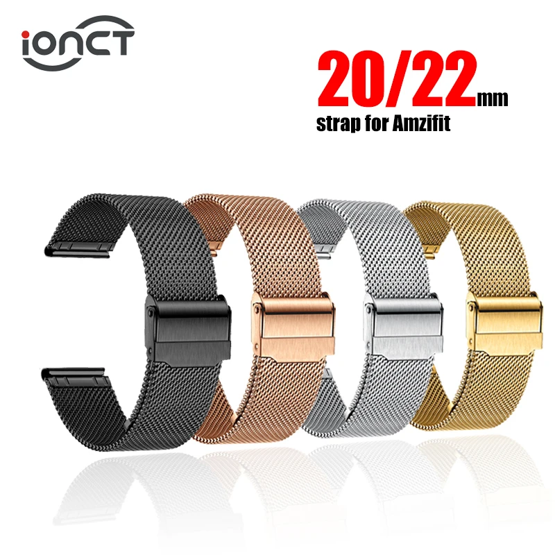 Металлический браслет iONCT для xiaomi Amazfit Bip ремешок наручных часов Huami Pace Stratos 2 GTS GTR 42
