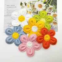 20pcslot 5 5cm embroidery flower padded applique for diy clothes hat festival decoration hair clip accessories