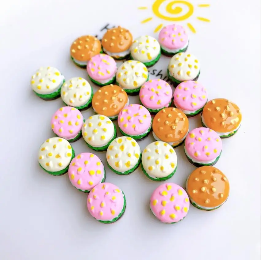 Кавайный хлеб гамбургера из смолы с плоским основанием Сделай Сам Кукольный дом