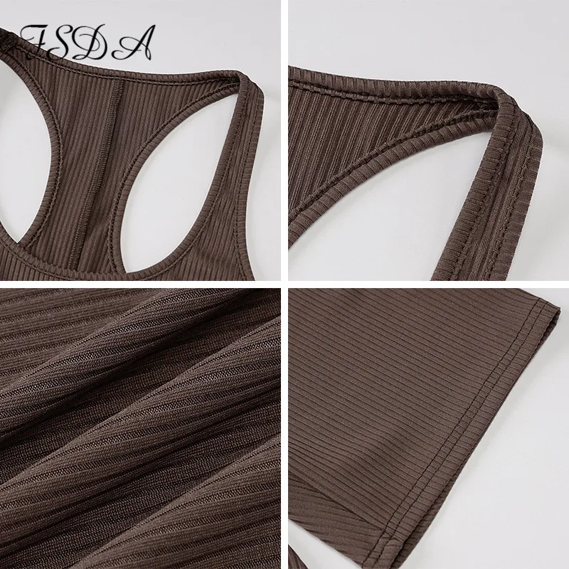 

FSDA 2021 Sleeveless Knit O Neck Playsuit Women White Backless Sport Bodycon Summer Black Ribber Casual Romper Streetwear