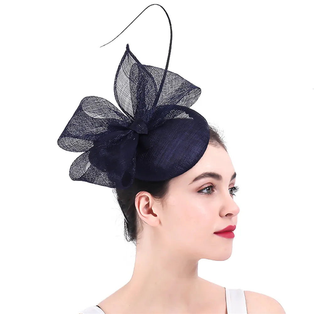 Винтажные темно синие вуалетки шляпы для торжевечерние случаев Кентукки Дерби