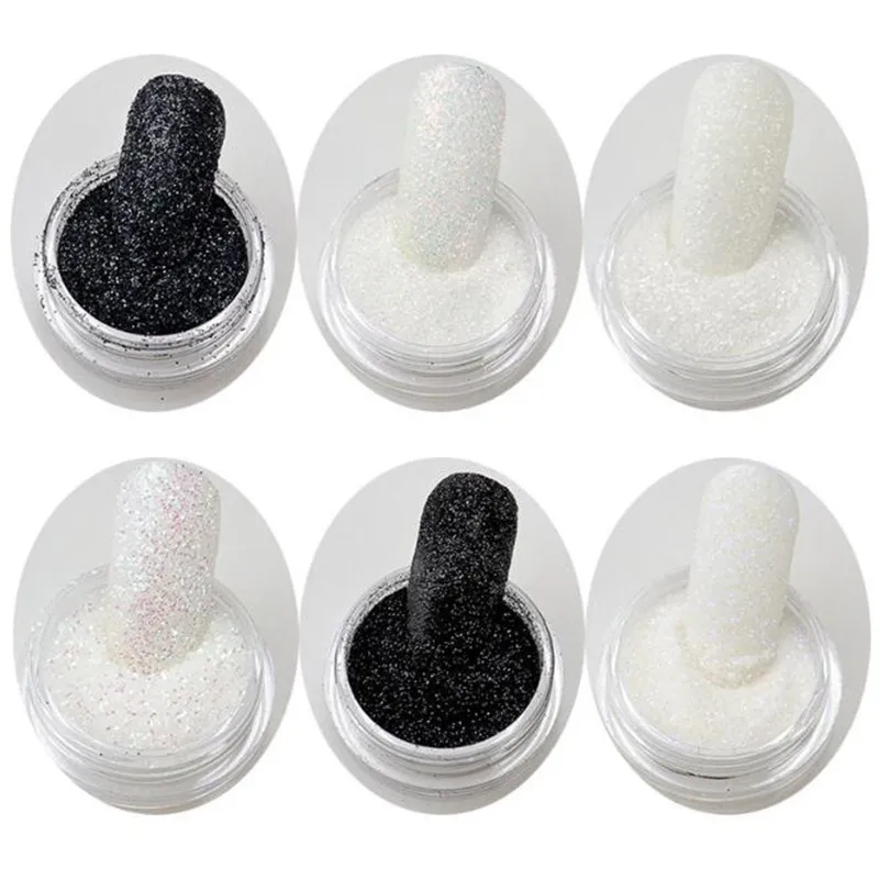 6 шт./компл. порошок для ногтей Блестящий шерстяной черный блестящий сахарный