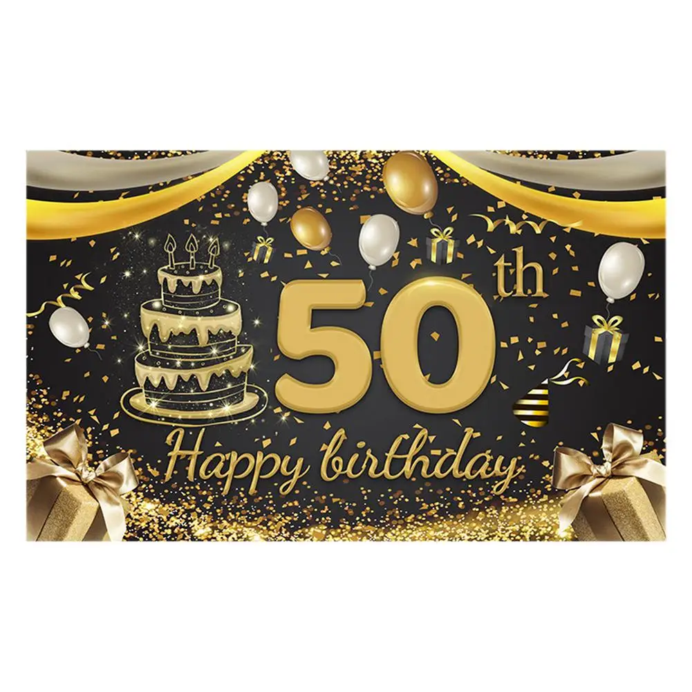 

Баннер на день рождения, черный и золотой знак на день рождения на 30/40-ю/50-ю день рождения, принадлежности для вечеринки, фото фон 7