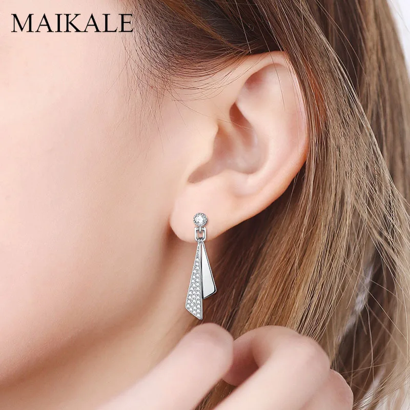 Женские длинные серьги гвоздики MAIKALE золотистые/Серебристые большие с