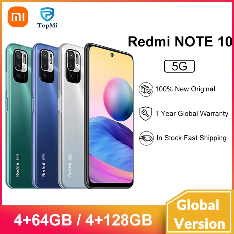Смартфон глобальная версия Redmi Note10 4 + 64/128 ГБ 700 дюйма 8 ядер 48 МП 5000 мА · ч