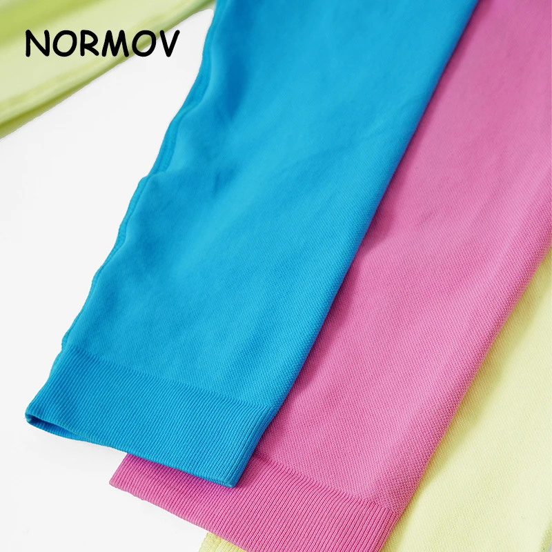 NORMOV Fitness Seamless Suit Women Sexy Contrast Color Quick Dry Sport Clothing Workout Elasticity Tights Abdomen Sport Outfits