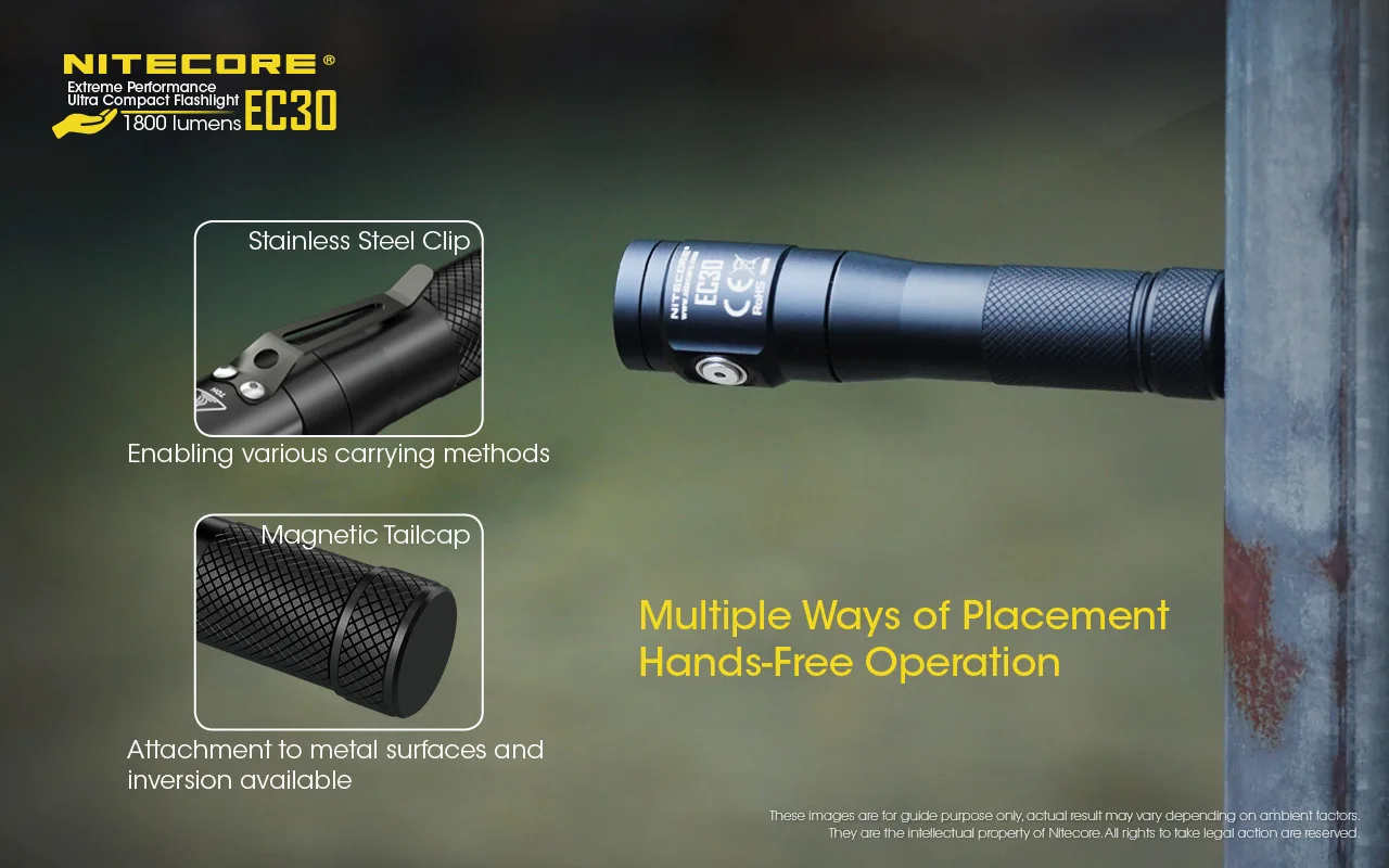 NITECORE EC30 фонарик 1800LM CREE XHP35 HD светодиодный EDC Открытый Кемпинг Портативный фонарь