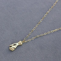 creative design copper hand pendant vacuum plating gold plated necklace 42cm chain choker trendy streetwear jewelry for women
