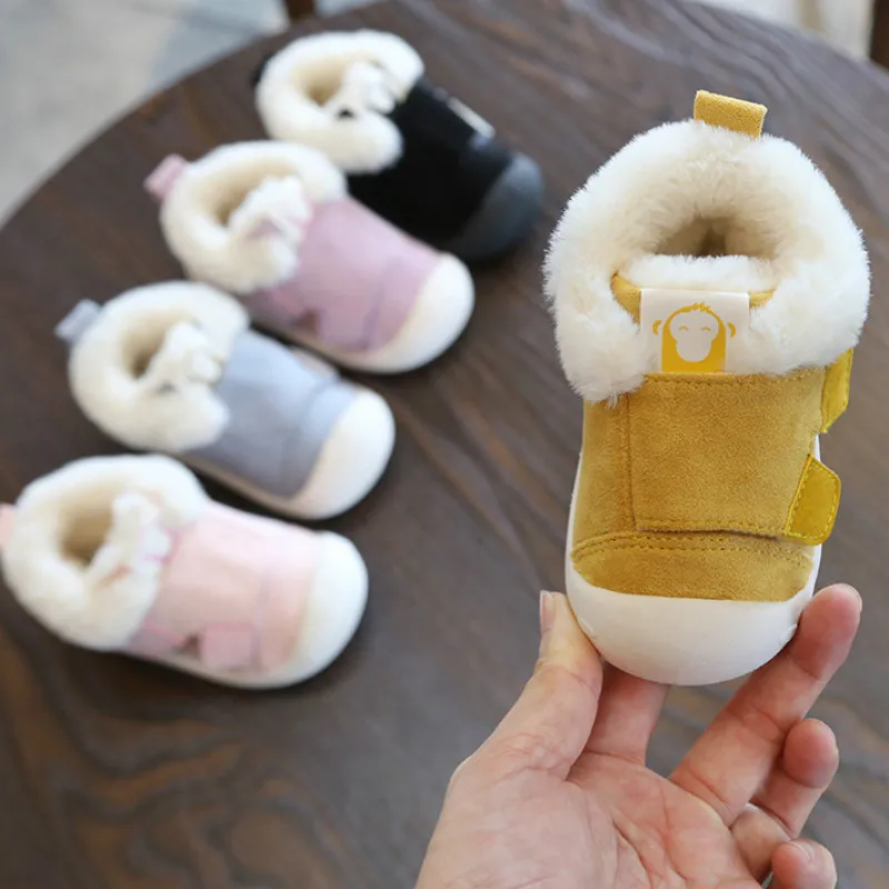 Zapatos de invierno para beb&eacute;s, botas antideslizantes para primeros pasos, zapatos c&aacute;lidos de felpa para reci&eacute;n nacidos, zapatillas de suela suave-1