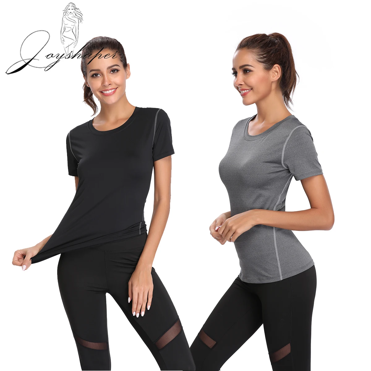 Joyshaper Повседневная Влагоотводящая спортивная одежда с коротким рукавом для