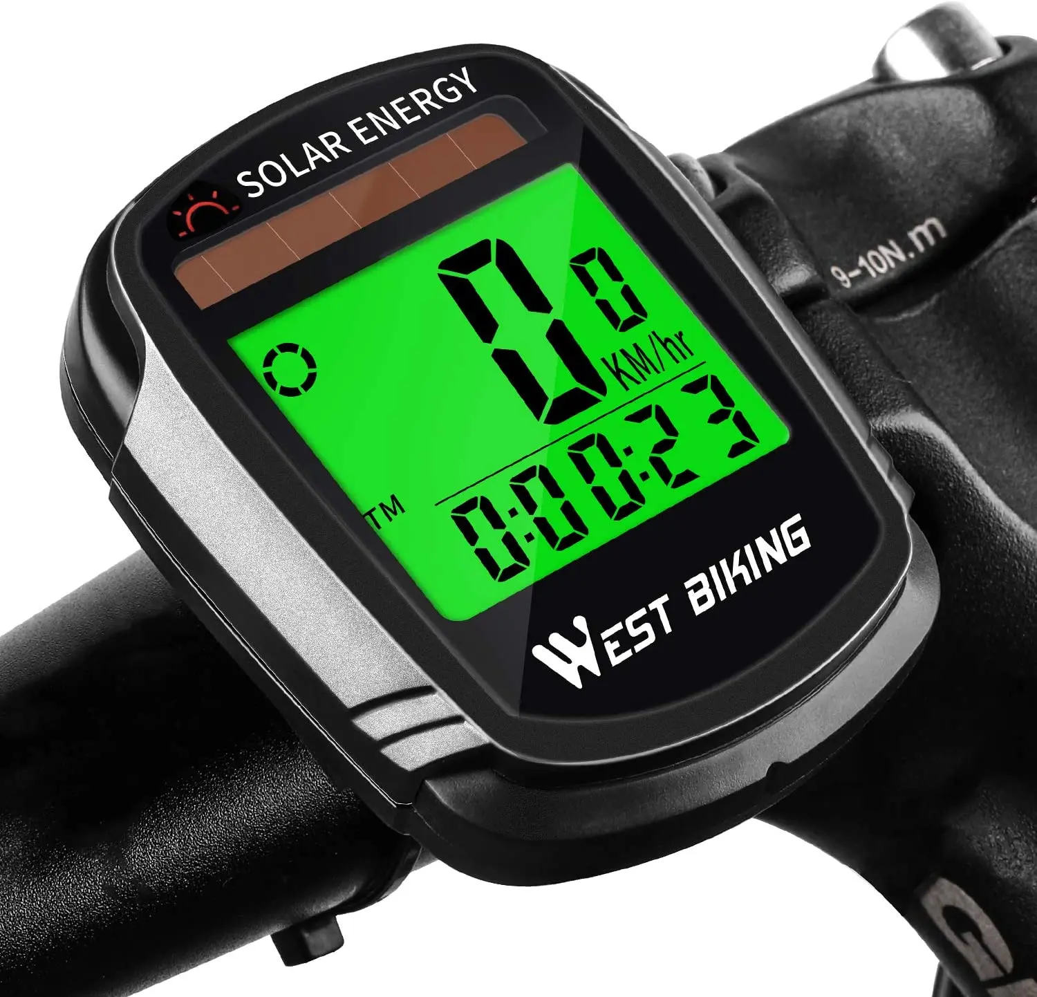 

Solar Bicycle Computer Bicycle Speedometer with LCD Backlight, Automatic Wake-up Wireless Waterproof and Multi-function Computer