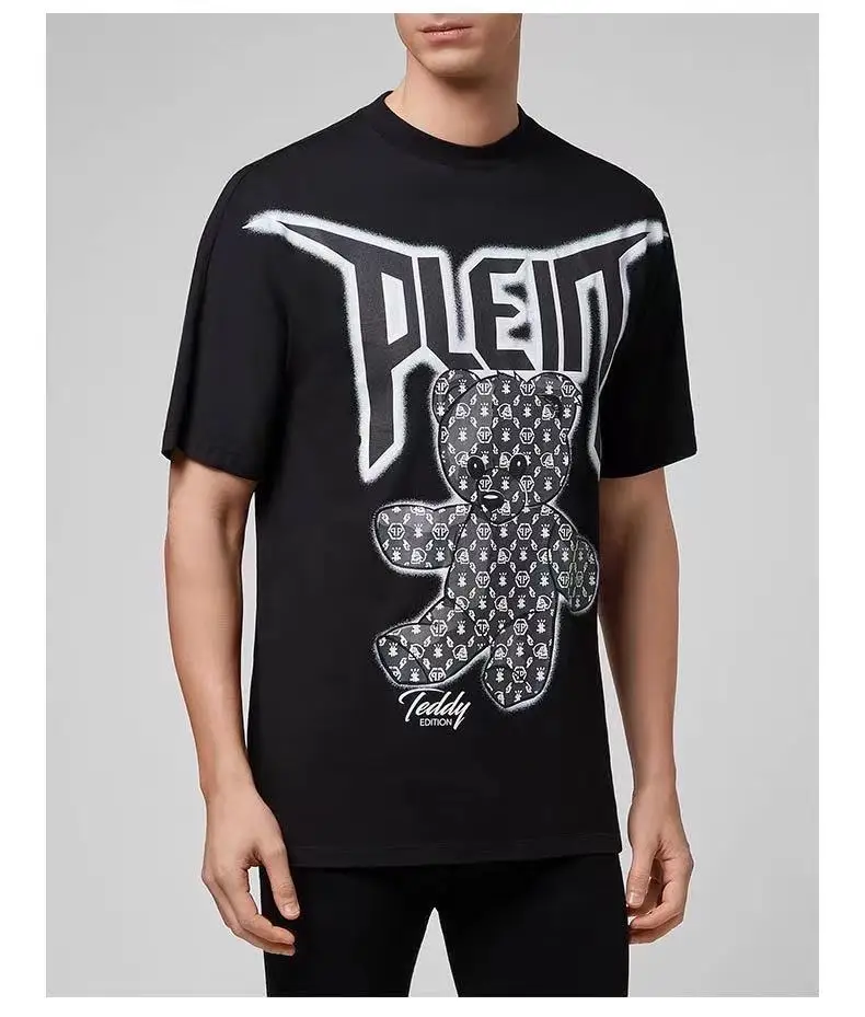 

Original Top Brand Men Round Neck Short Sleeve Fashion Skull T-shirt Man Cotton Plein T-shirt Street Hip-Hop Hombre manga corta