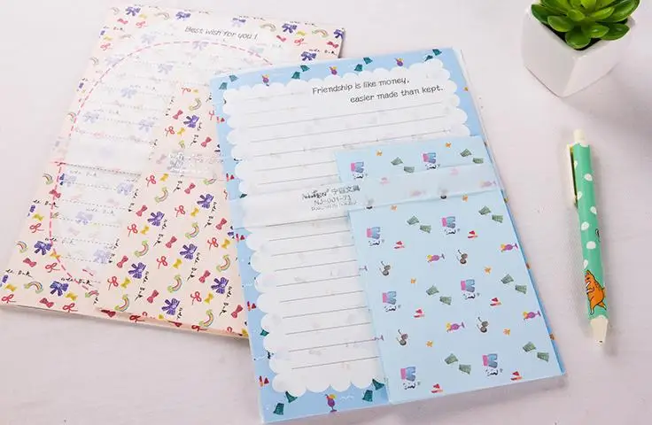 9 шт./упак. Kawaii 3 конверты+ 6 листов с буквенным принтом с фруктами цветы Бумага письма конверт с буквенным принтом канцелярские принадлежности для школьников