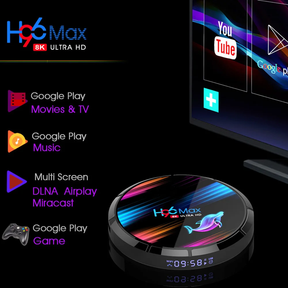 ТВ-приставка H96 MAX X3 Android TV Box 9 0 4G 128G 4 + 64 ГБ S905X3 1080P H.265 4K Google Store Netflix Youtube H96MAX |