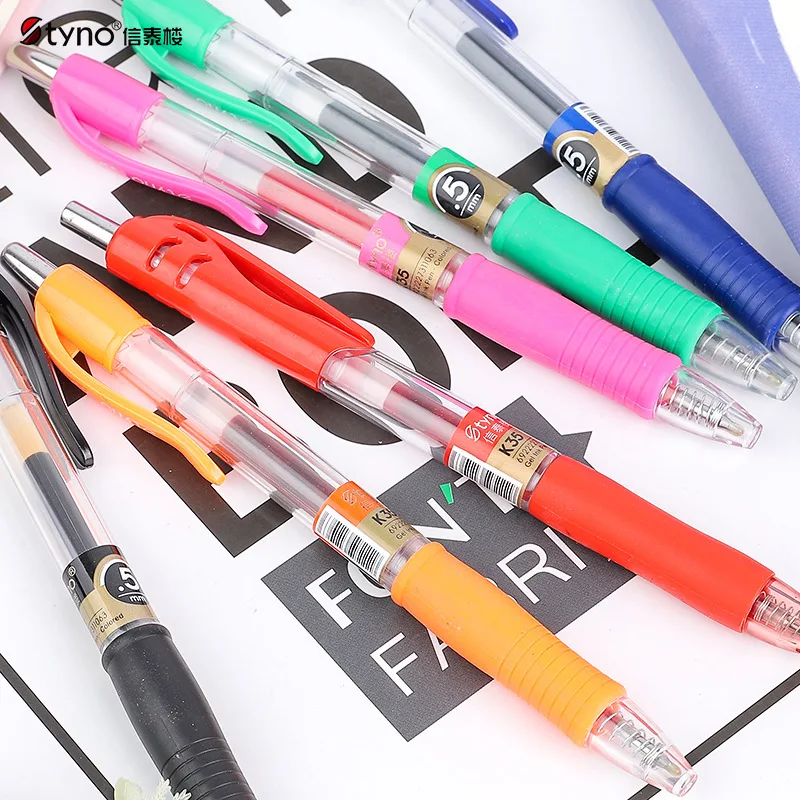 

6Colors Gel Pens Retractable 0.5mm Fine Point Red/Pink/Orange/Blue Black Pens for Taking Notes/Journaling 6pcs/box Tyno Retro