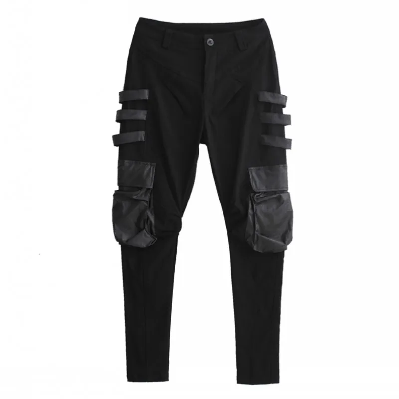 

European Autumn New Arrival Fashion Casual Womens Slim Fit Pu Pants Harem Female Trousers Motorcycle Biker Palazzo Pantalon
