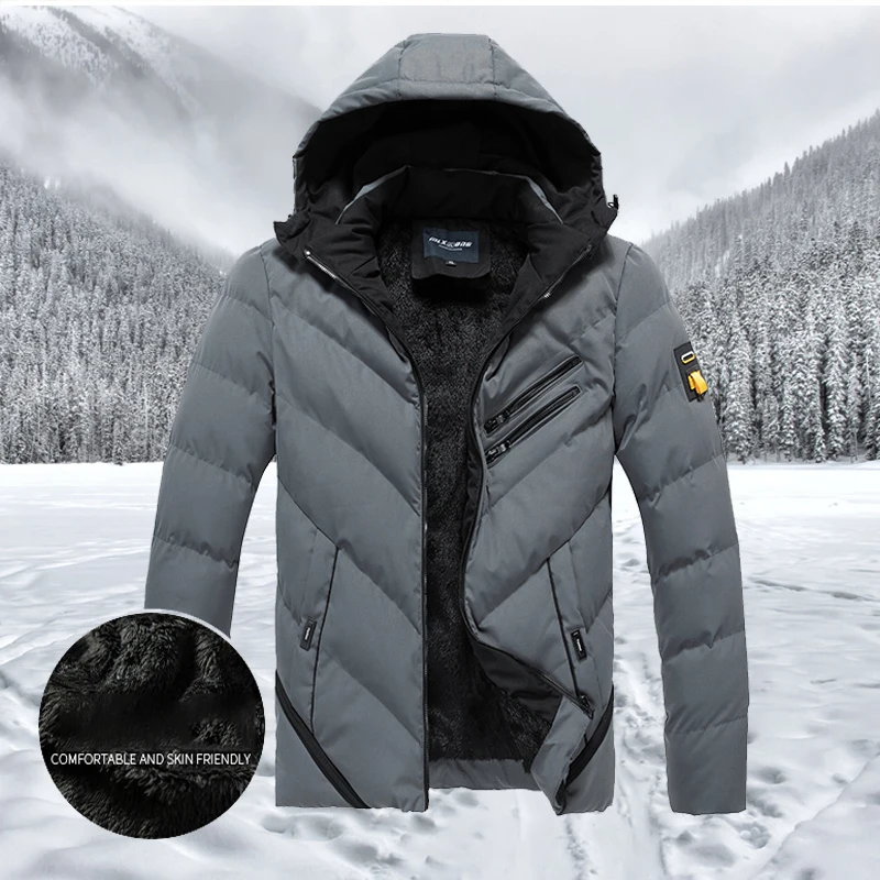 Мужская Флисовая Куртка с капюшоном черная однотонная теплая куртка на молнии