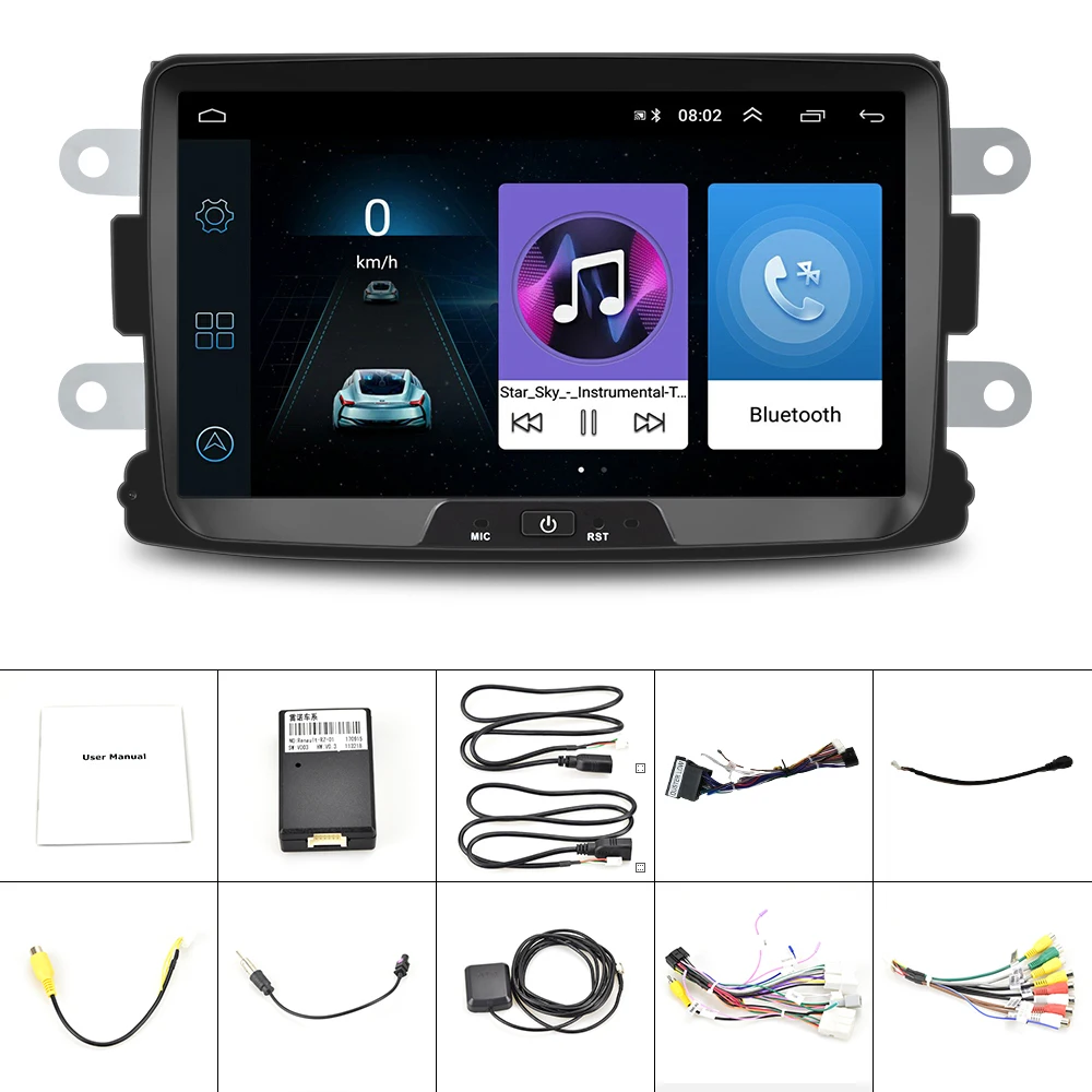 Podofo 2 Din Android Автомагнитола 8 ''GPS MP5 Зеркало Ссылка для Renault Sandero/Duster/Logan/Dokker