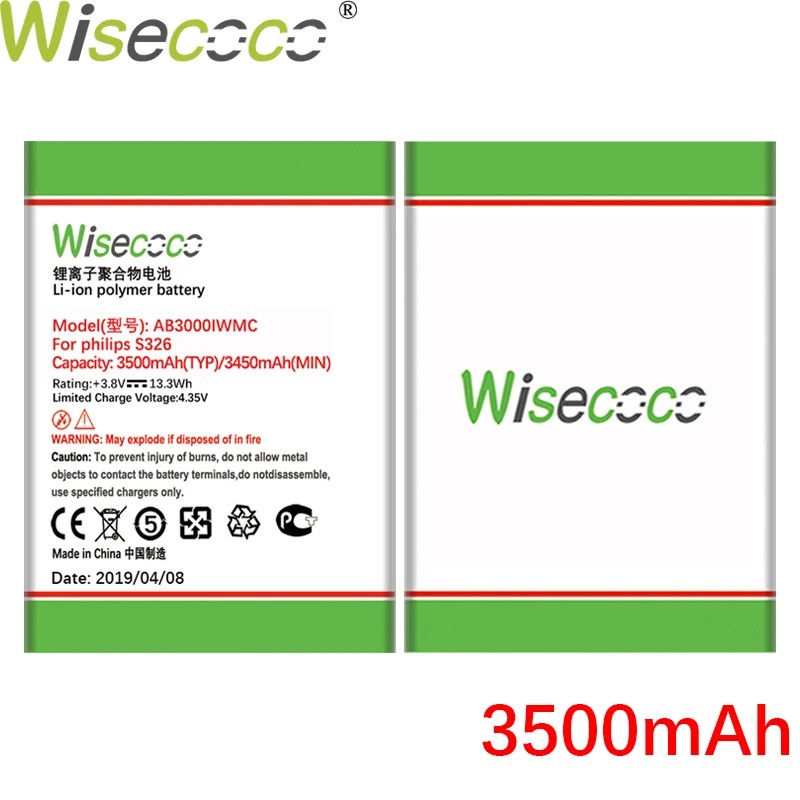 Wisecoco аккумулятор 3000 мАч AB3000IWMC для Philips S326 XENIUM CTS326 Смартфон высокого качества с номером отслеживания