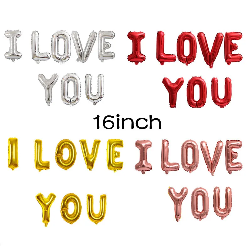 

16 Inch I LOVE YOU Balloon Set Valentine's Day Confession Party Aluminum Film Balloon Wedding Celebration Decoration Balloon