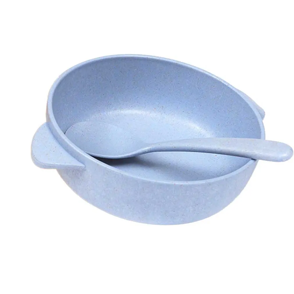 Креативная пластиковая детская миска для ужина из пшеничной соломы с ложкой