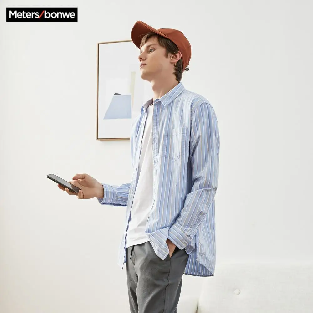 Metersbonwe Брендовые мужские Умные повседневные рубашки в полоску весна-осень тонкие
