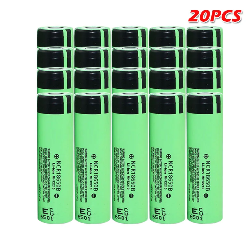 20PCS Panasonic, 3,7 v 18650 3400mah литиевая аккумуляторная батарея NCR18650B для фонариков тормозных компьютеров - Цвет: 20PCS