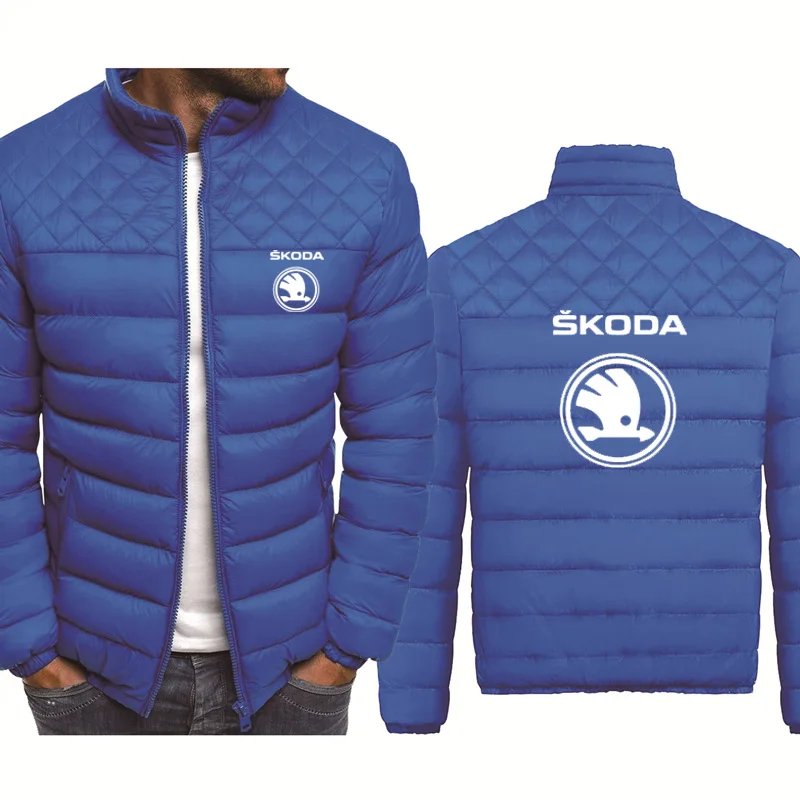 

Мужская куртка на молнии с принтом логотипа Skoda, Повседневная Высококачественная хлопковая утепленная куртка из шерсти и флиса для весны и ...