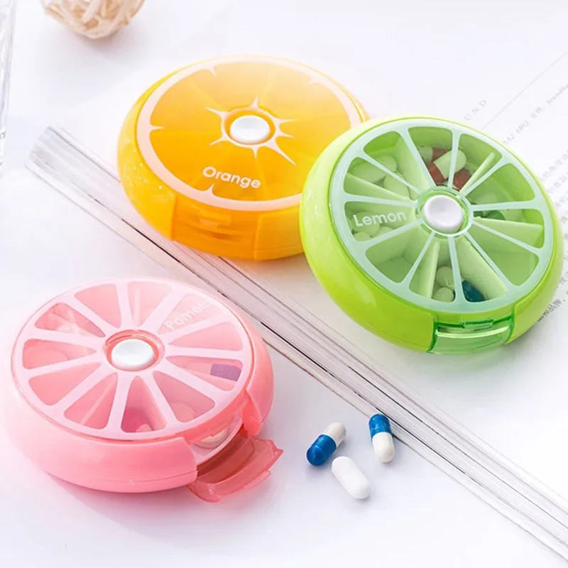 

Rotatable Pill Box Portable Round Medicine Storage Box 7 Days Medicine Container for Travel