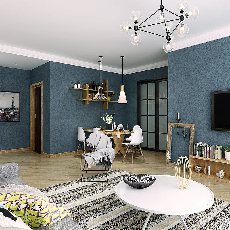 Цвет: черный Синий Нетканые сплошного Цвет обоев Однотонные серебряными