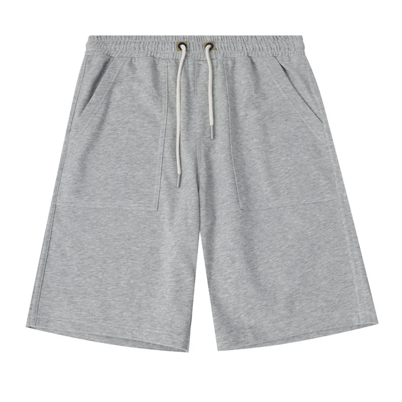 

91017 Spring Summer New Arrivial Sweat Shorts Men Sport Running Gym Simple Casual Knitted Cotton Solid Color Five-Point Pants