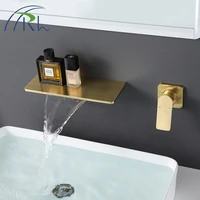 in wall concealed basin faucet cross border golden waterfall faucet split faucet full brass body faucet