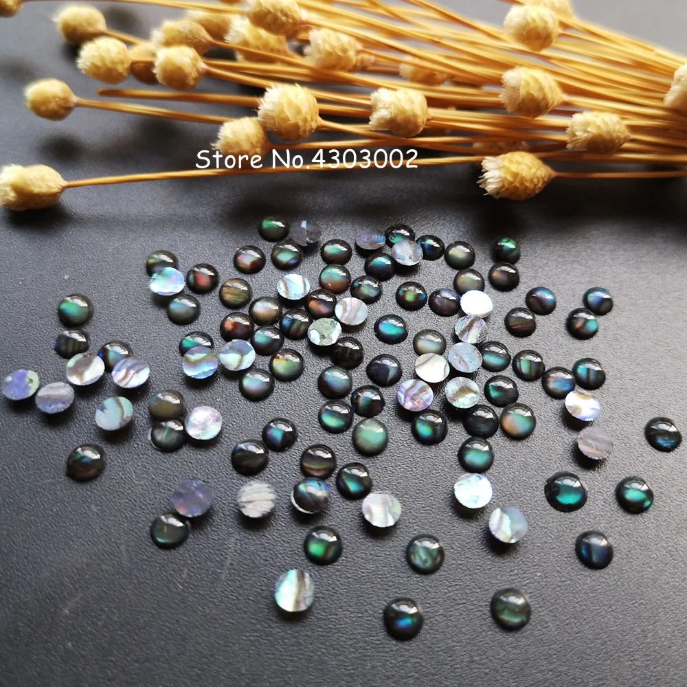 100 шт./лот 4 мм натуральный круглый кабошон синий Абалон раковина перламутровая