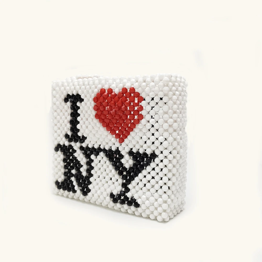 Модная белая сумка из бисера ручной работы с надписью I Love NEW YORK | Багаж и сумки