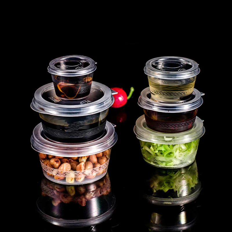 100 шт. одноразовые прозрачные чашки для соуса с крышкой | Дом и сад