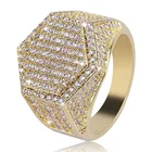 Модное мужское кольцо в стиле хип-хоп, медные, золотые, серебряные, украшенные камнями, геометрические кольца с фианитом, мужские кольца, Подарок на годовщину