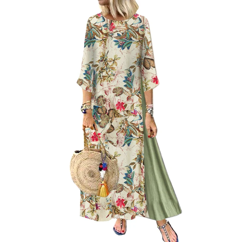 Женское винтажное платье в стиле бохо Повседневное Платье макси с длинным