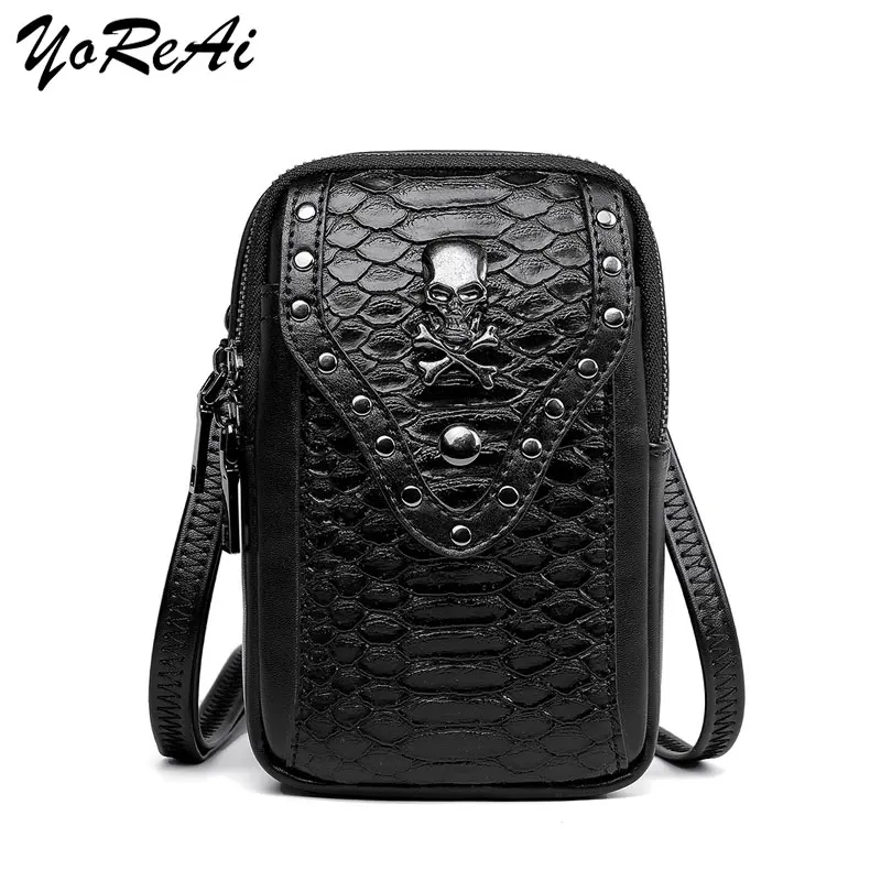 

YoReAi Popular Fashion Personalise New Arrival Shoulder Cross-body Small Bags Skull Chain Women's Messenger Mobile Phone Bag