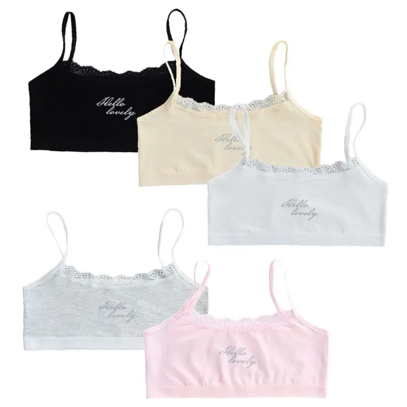 

Young Girl Lace Bra Puberty Teenage Soft Cotton Underwear Training Bra 7-14years C5AA