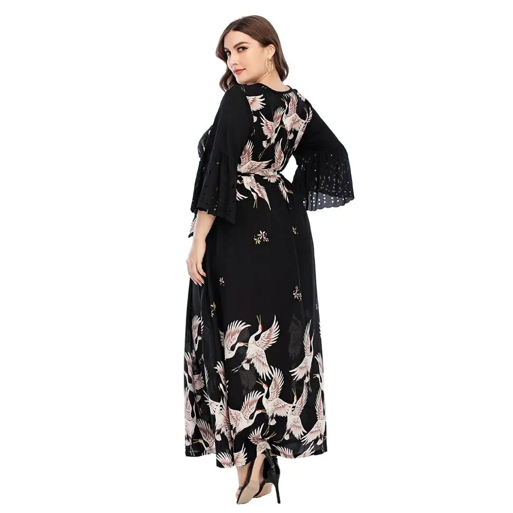 

New Fashion Print Design Plus Size High Quality Women's Casual Dress America Europe Africa Femme Robe Clothing Elegant Vestidos