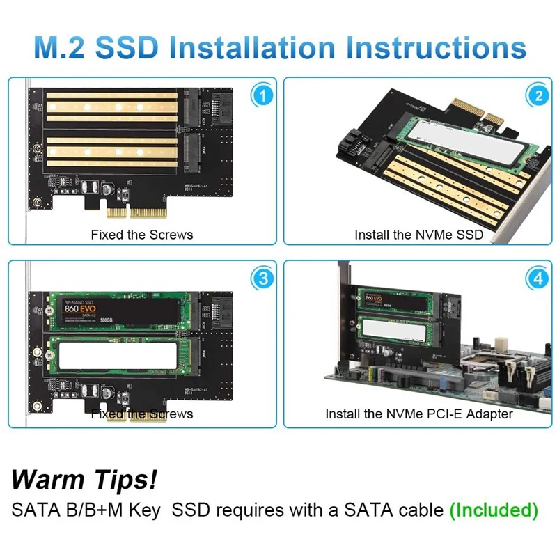 

PCIE to M.2 NVME/NGFF Riser Card Motherboard Control Expansion Card for Motherboards with X4/X8/X16 Card Slot Interfaces