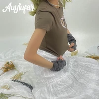 auyiufar heart printed camouflage cropped top grunge fairycore casual round neck short sleeves t shirts y2k elfcore girl outfits