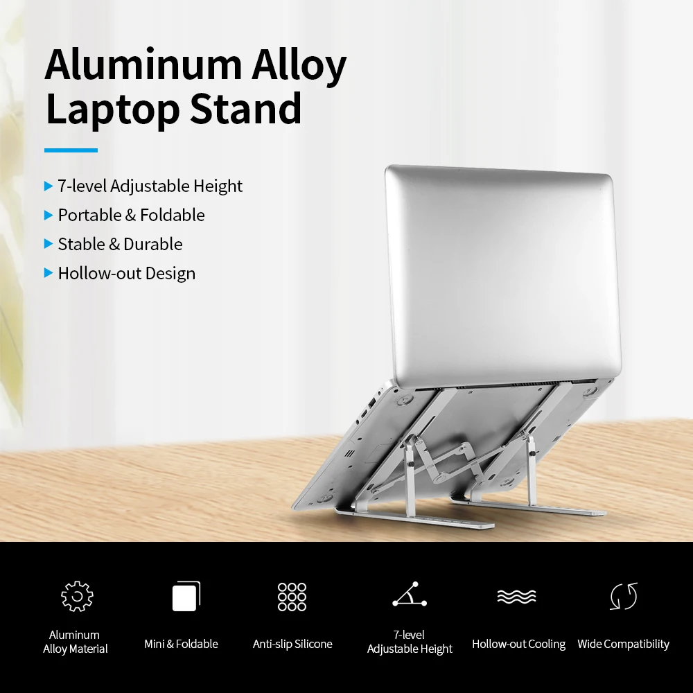 Laptop Stand Portable Notebook Stand Holder Adjustable Foldable Ventilated Tablet Aluminum For Macbook Pro Air Ipad Lenovo Dell