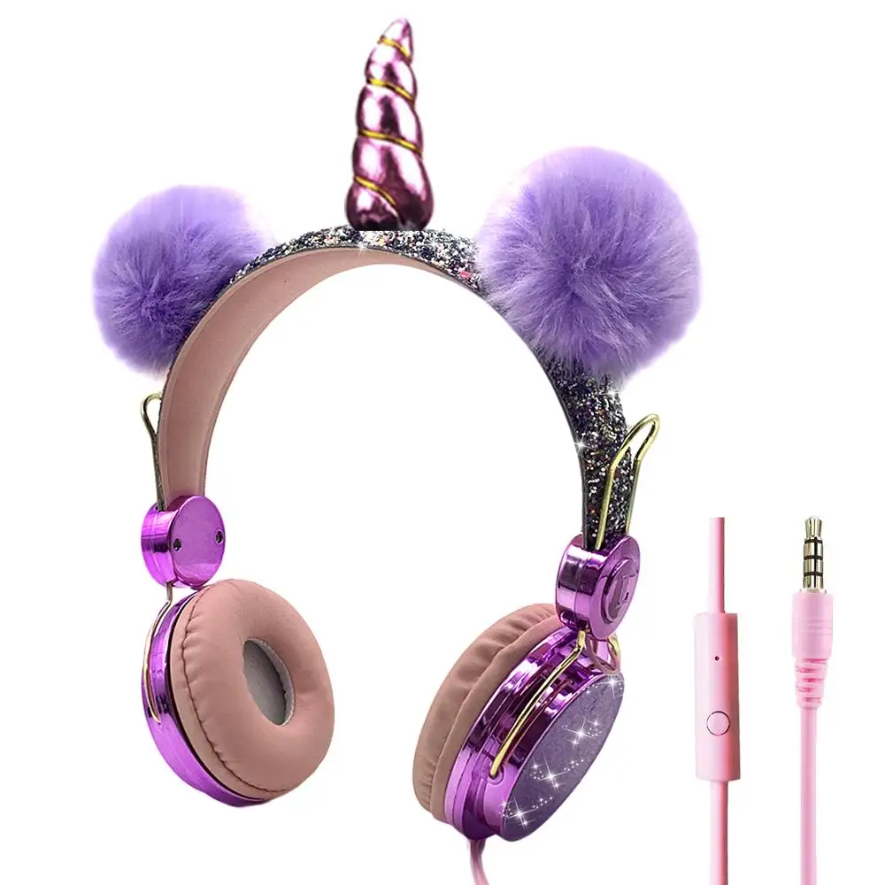 Проводные наушники Unicorns с микрофоном детские музыкальные стереонаушники