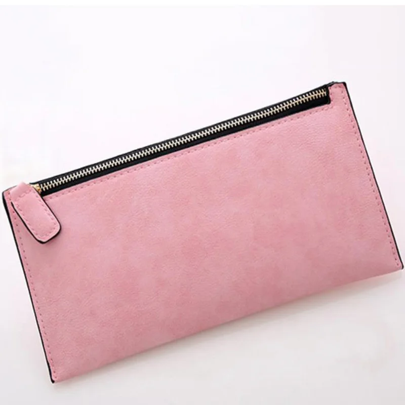 Женский кошелек женский Длинные сумки для денег простой стиль на молнии кожаный
