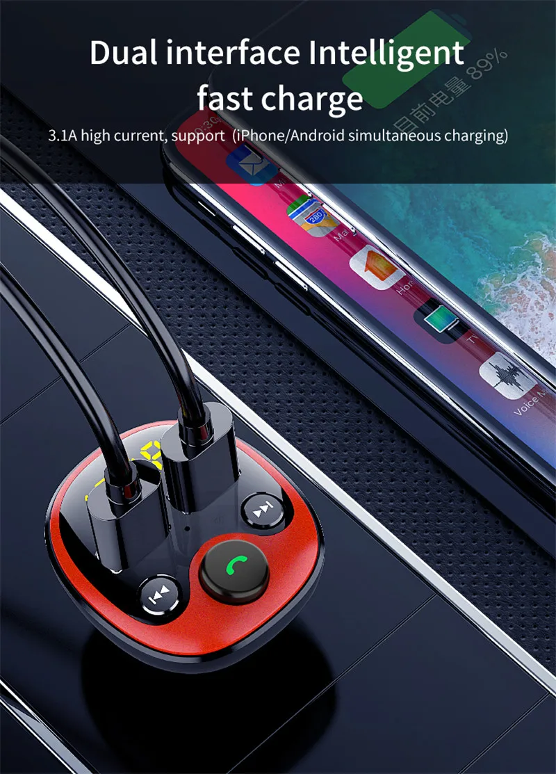Bluetooth универсальное автомобильное зарядное устройство светодиодный Doble usb порты