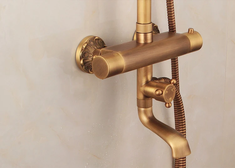 Термостатический смеситель для душа латунный античный кран с двойными ручками