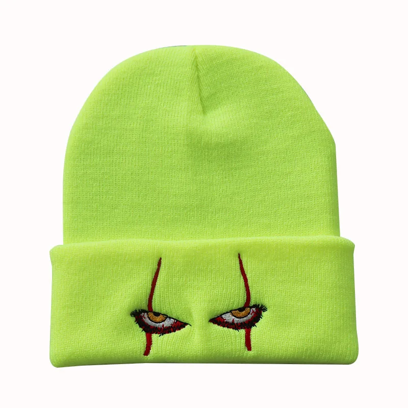 

Pennywise scary eyes Beanies Skullies girls boys Embroidery Knitted Hat Bonnet Hats for Halloween Unisex
